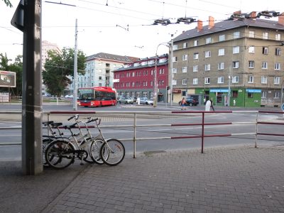 Cyklostojan pri Saleziánoch v Bratislave.